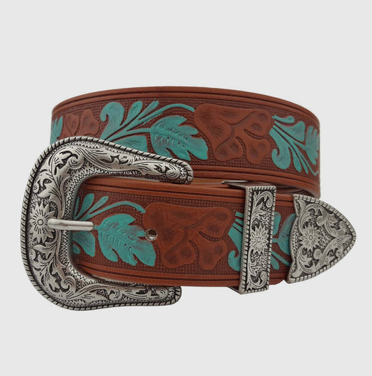 Hand Painted Tooled Belt