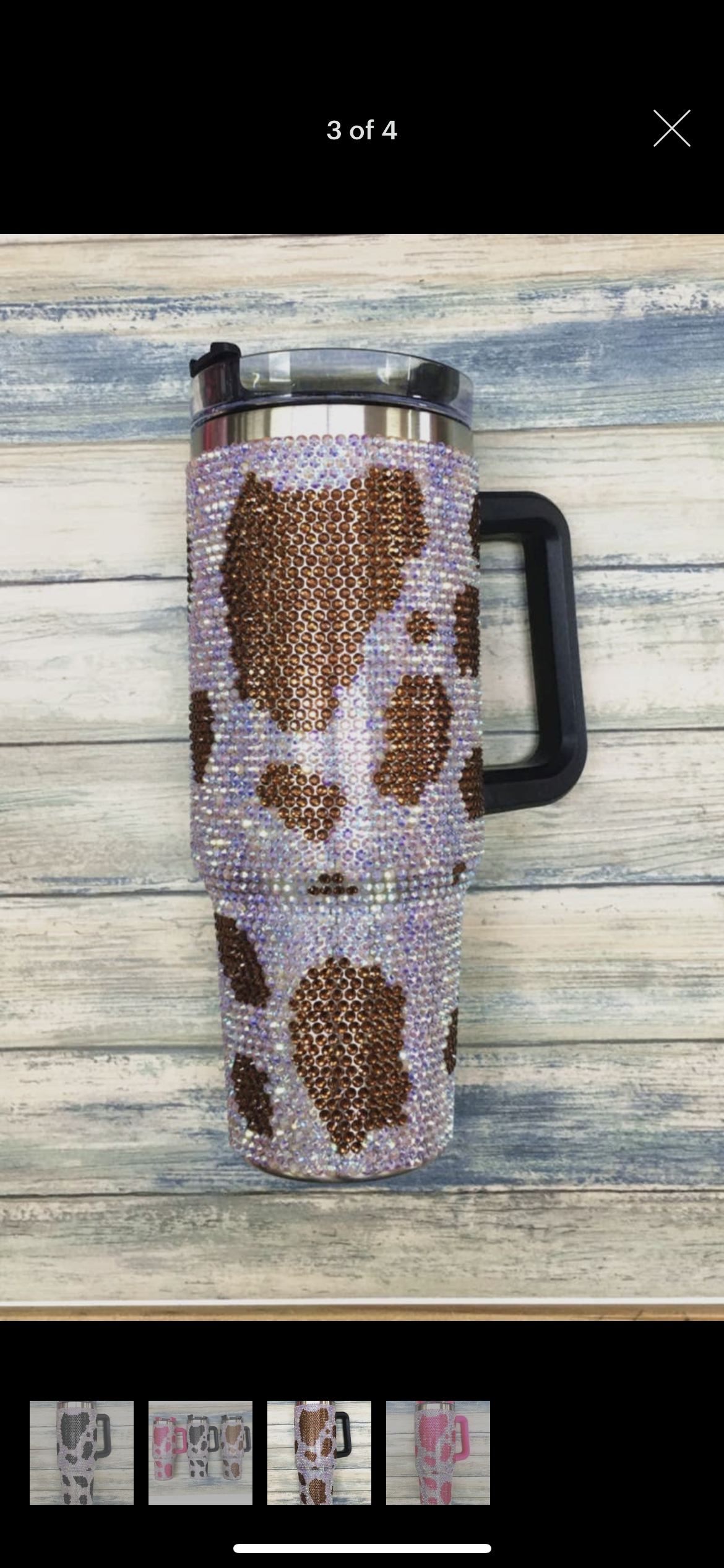 Brown Rhinestone Cow 40oz Cup