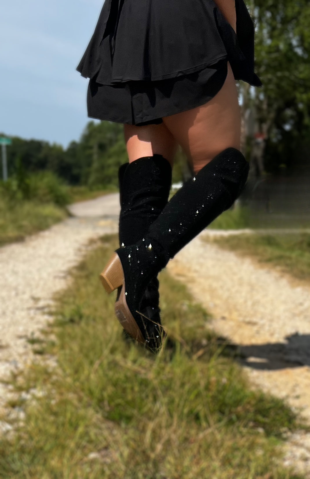 Knee High Rhinestone Boots