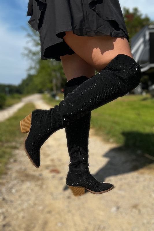 Knee High Rhinestone Boots