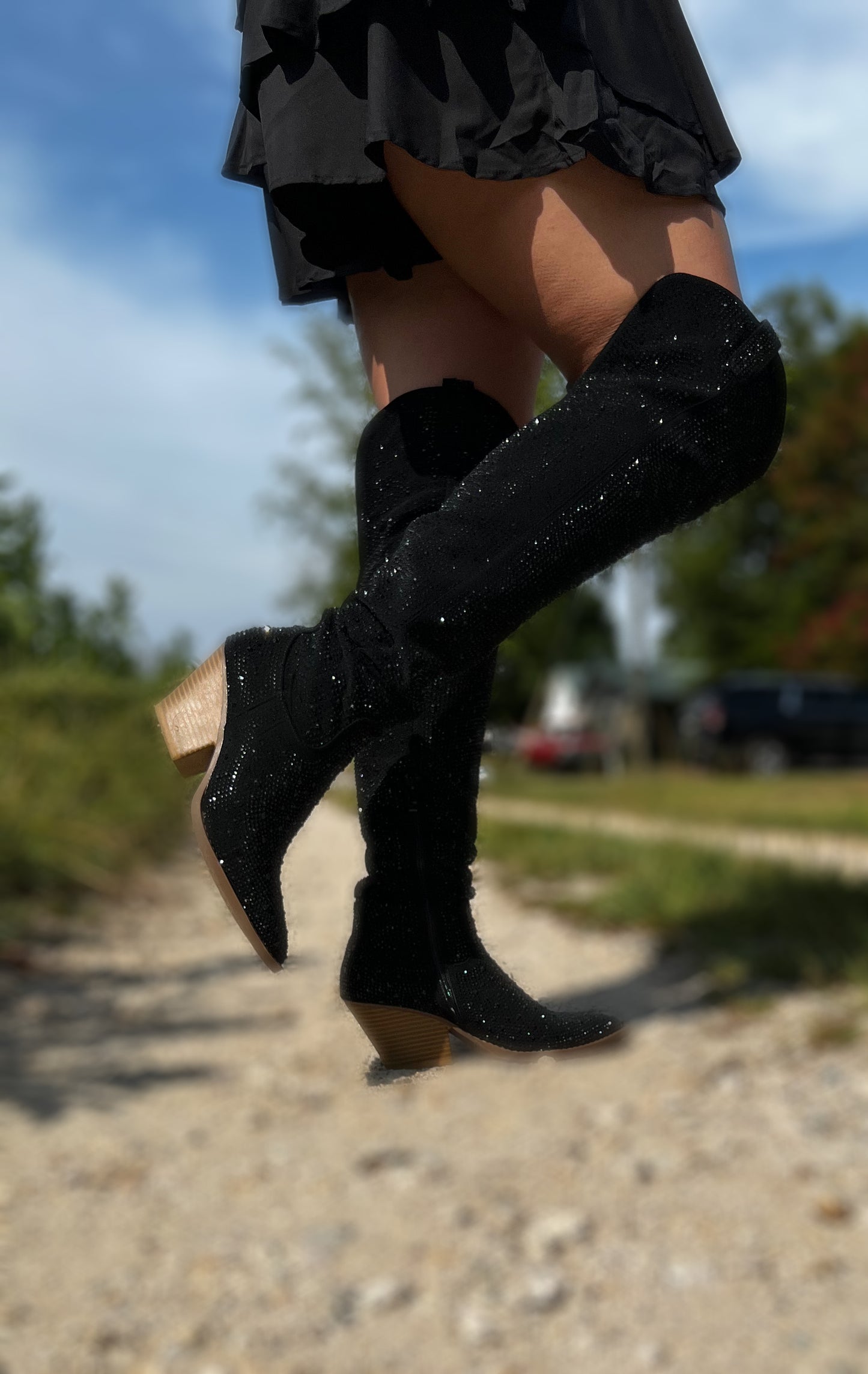 Knee High Rhinestone Boots