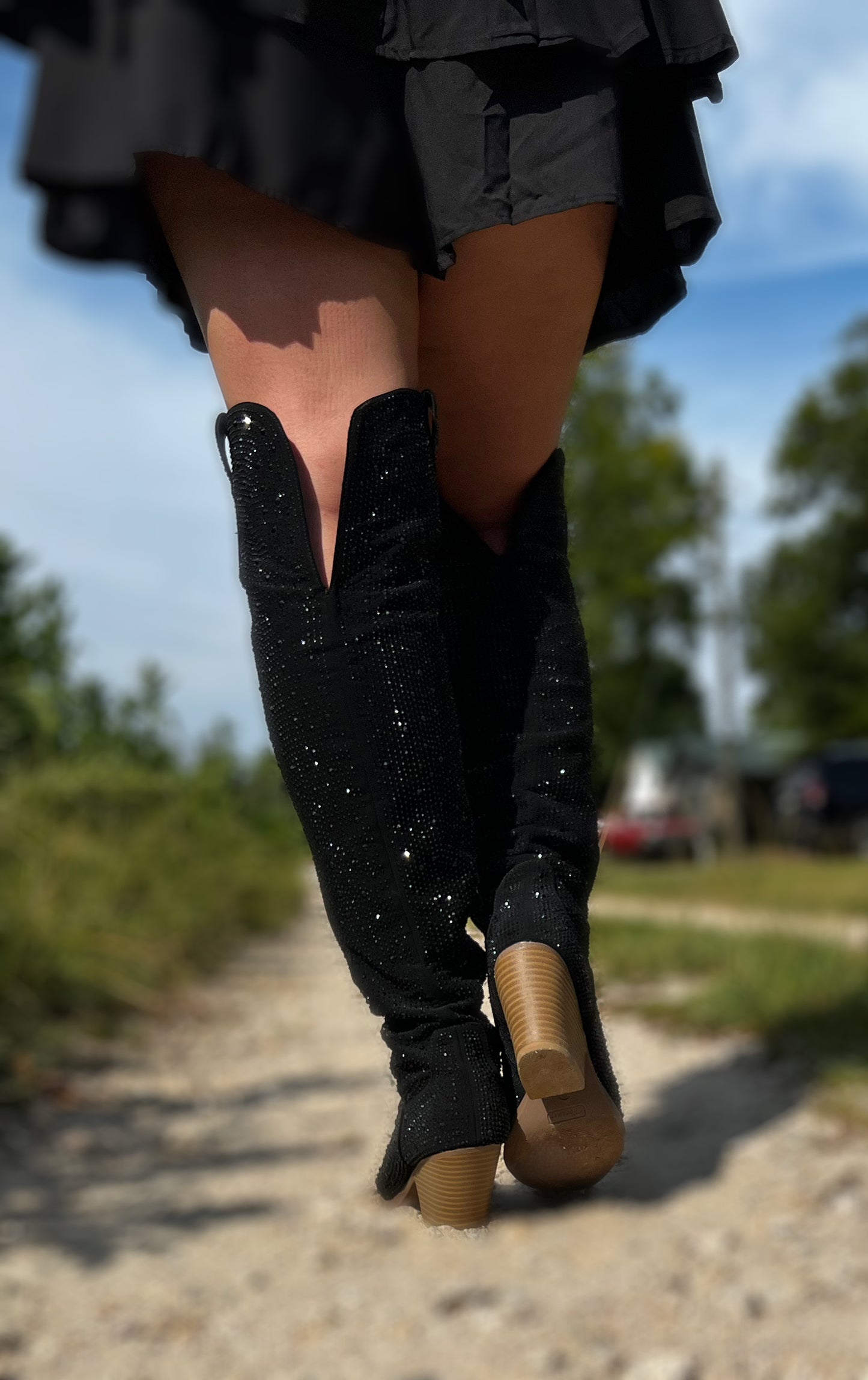 Knee High Rhinestone Boots