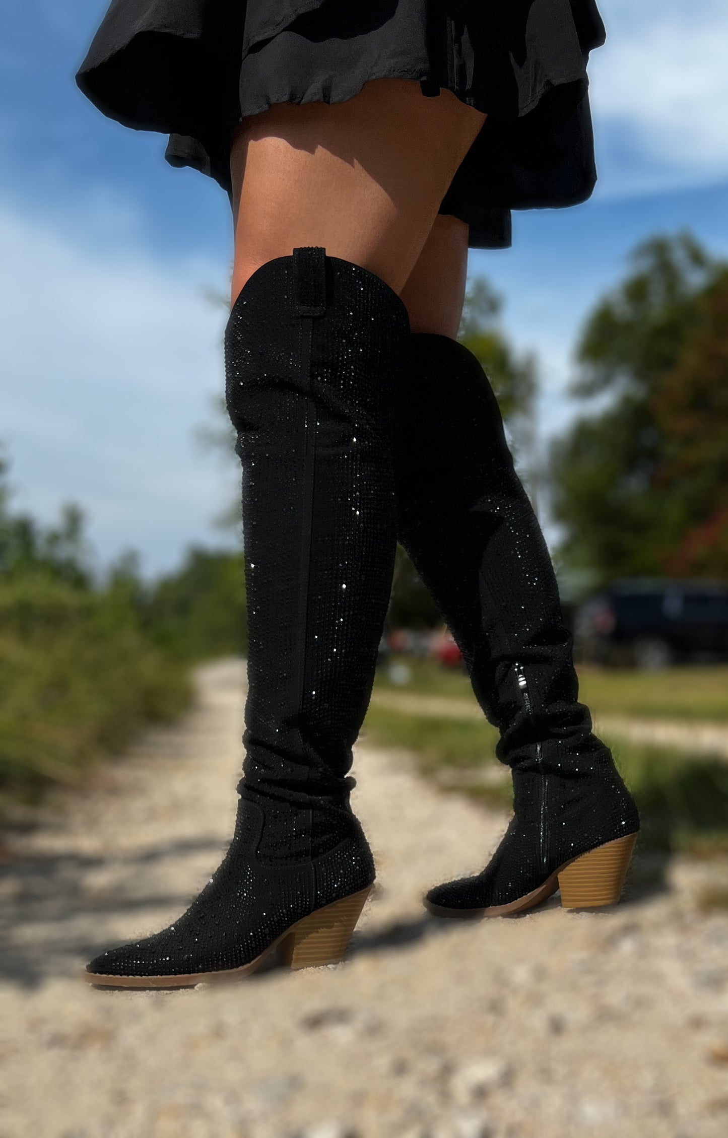 Knee High Rhinestone Boots