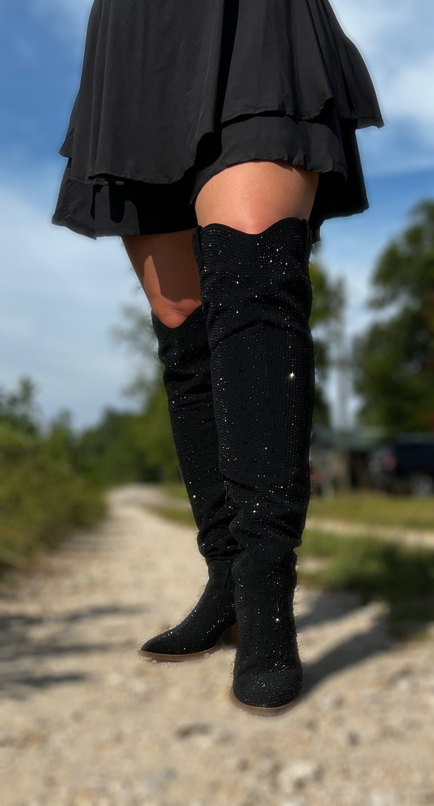 Knee High Rhinestone Boots