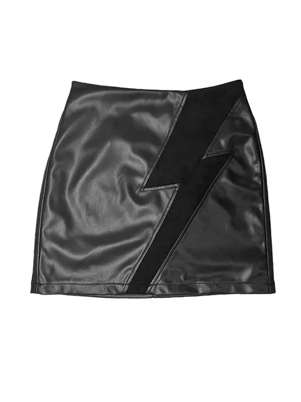 Lightning Bolt Leather Skirt