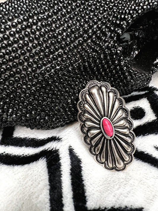 Fuchsia Concho Cuff Ring