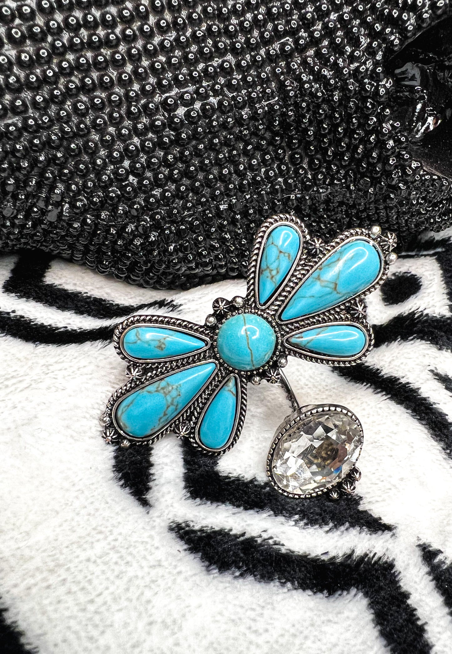 Flower Turquoise Cuff Ring