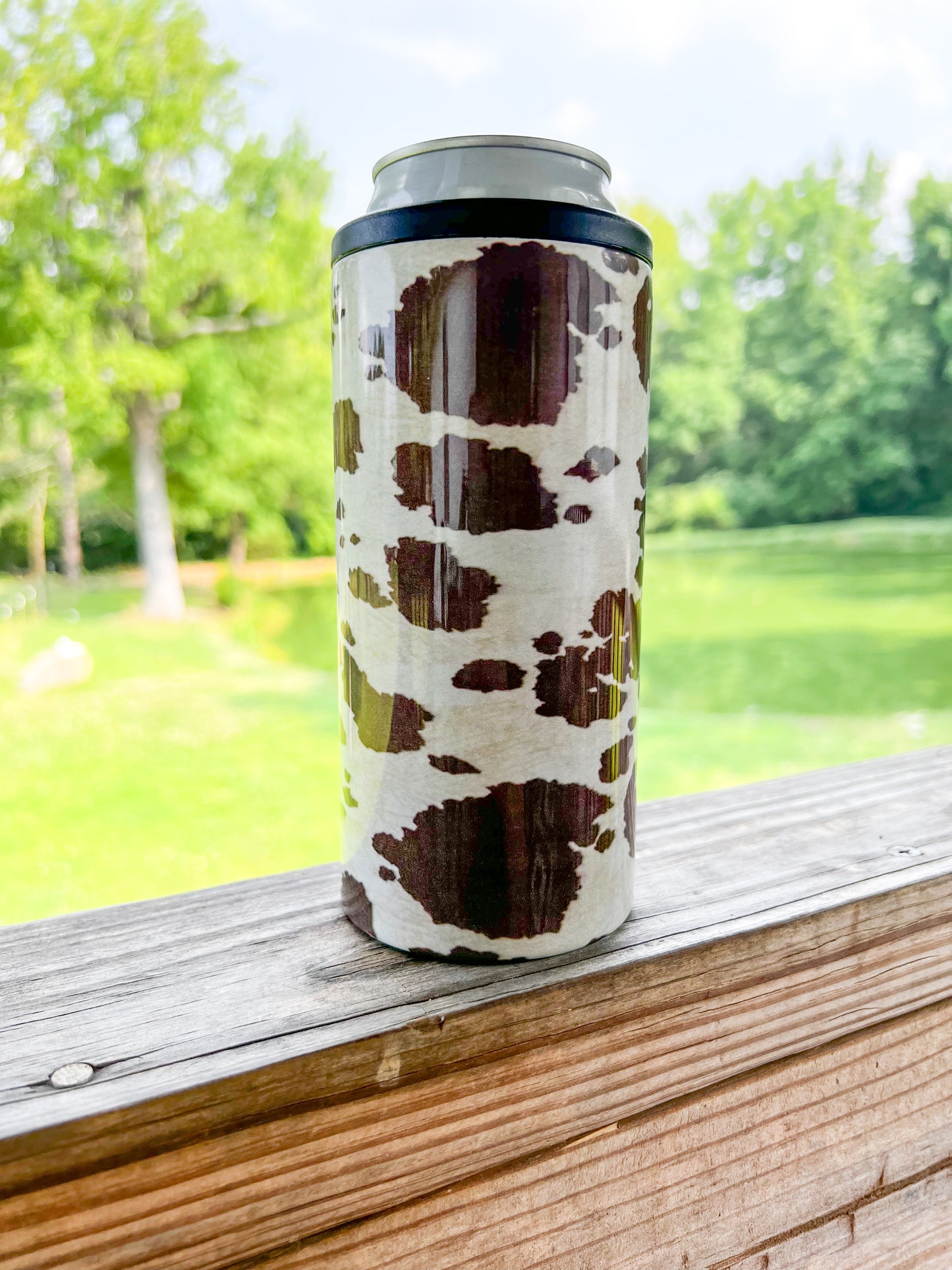 Cow Stainless Steele Slim Can Koozie