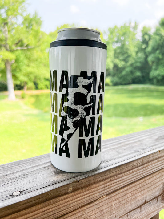 MAMA Cow Lightning Blot Slim Can Stainless Steele Koozie