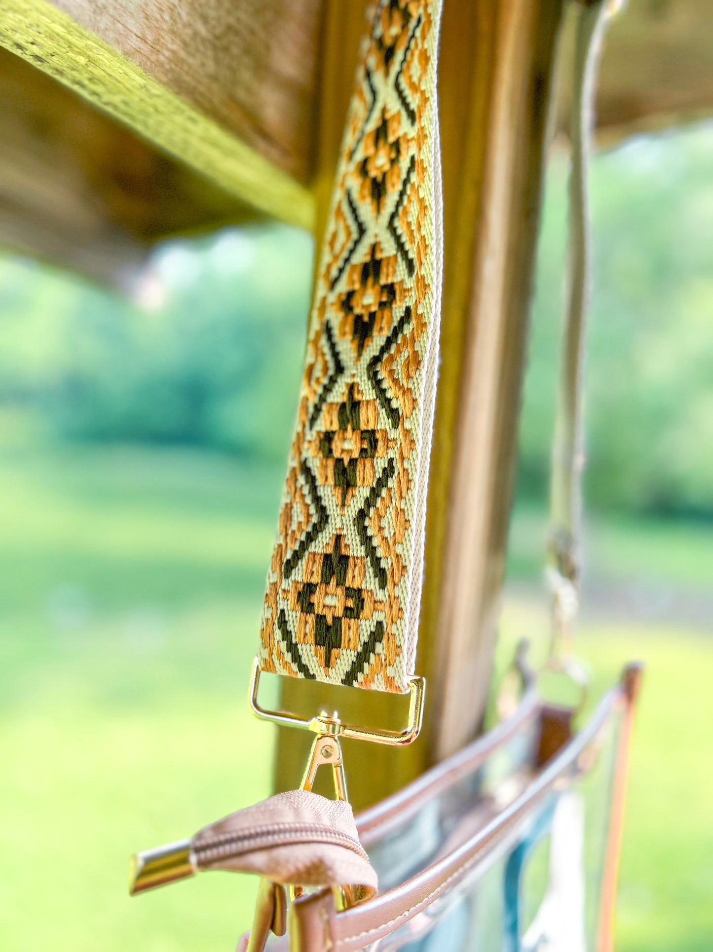 Brown Trim Clear Crossbody Purse