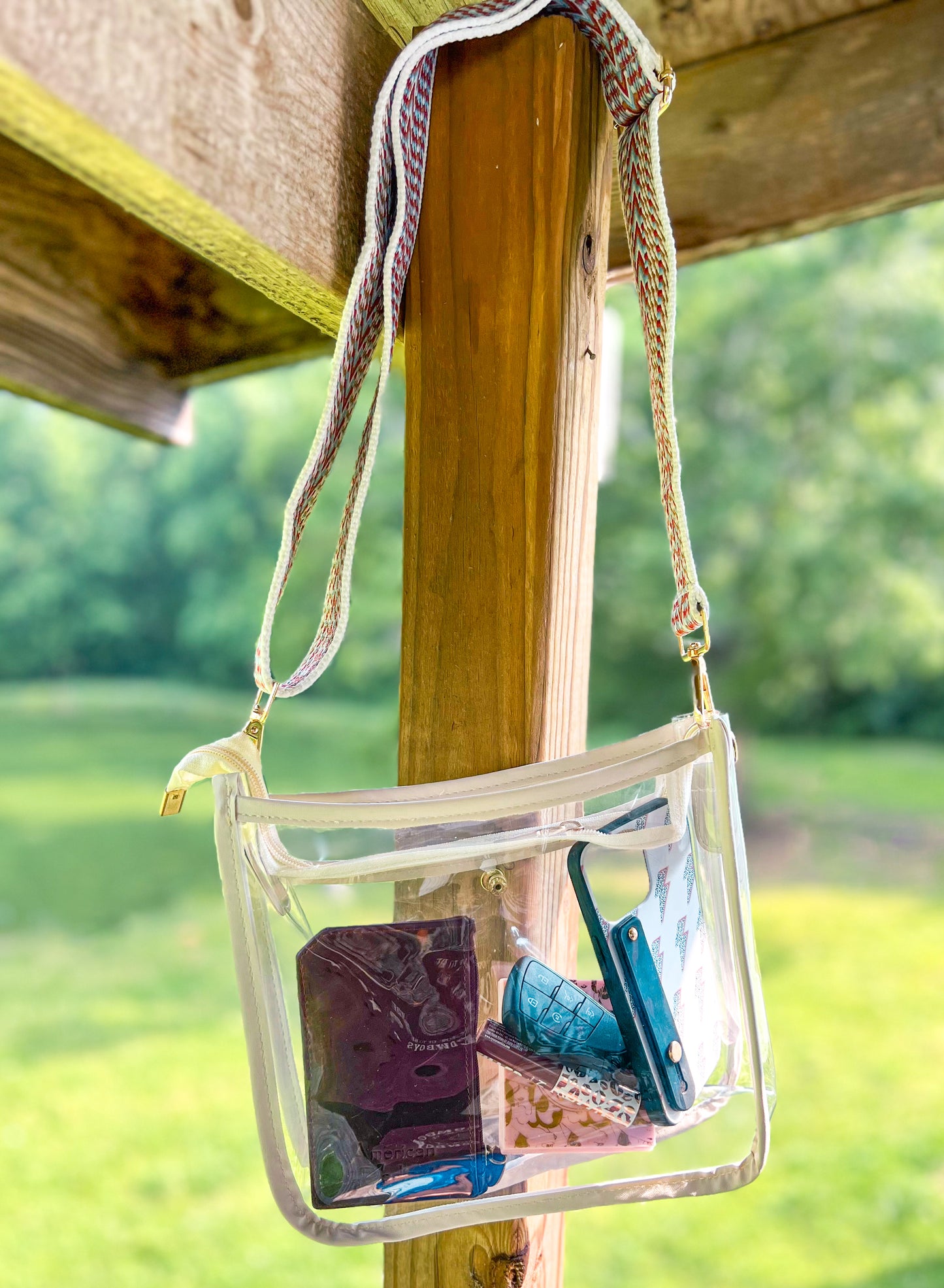 White Trim Clear Crossbody Purse