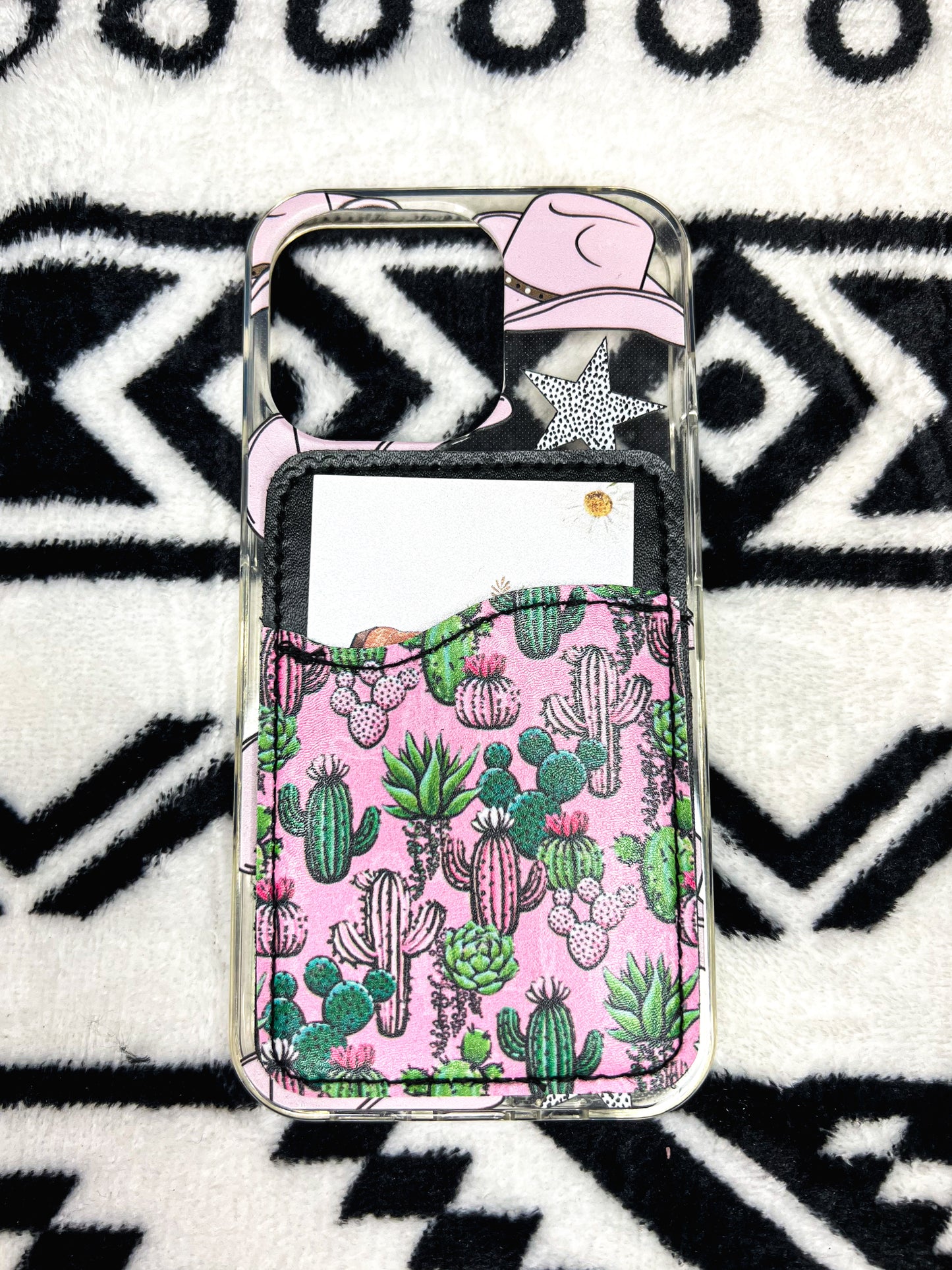 Cactus Stick On Phone Card Holder Pocket