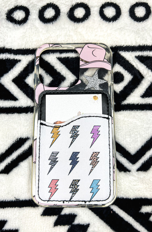 Lightning Bolt Stick On Phone Card Holder