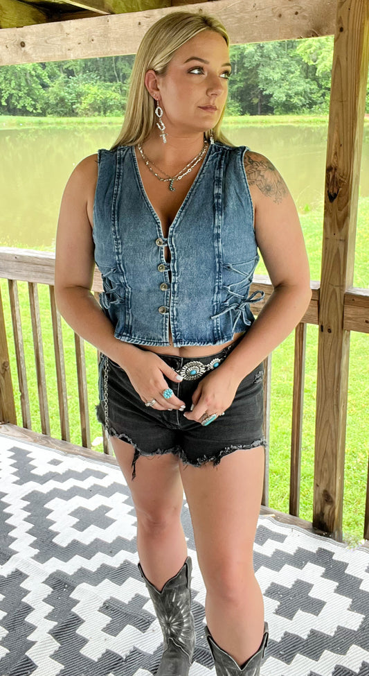 Denim Vest Top