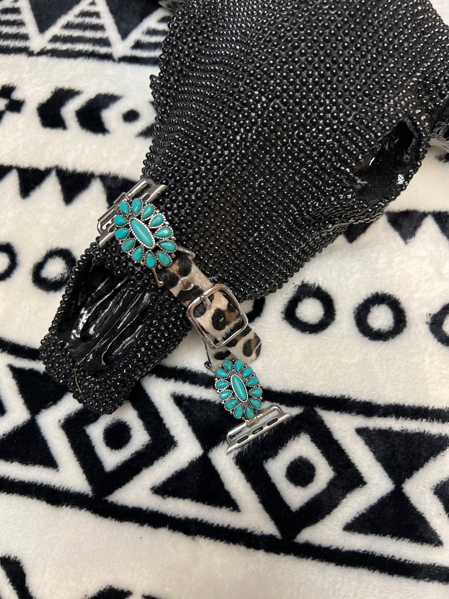 Leopard and Turquoise Apple Watch Band