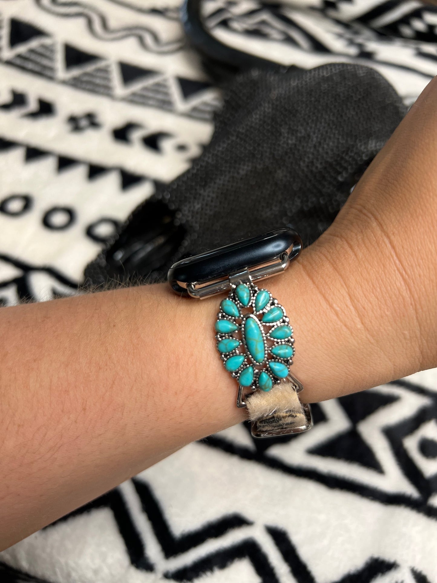 Leopard and Turquoise Apple Watch Band