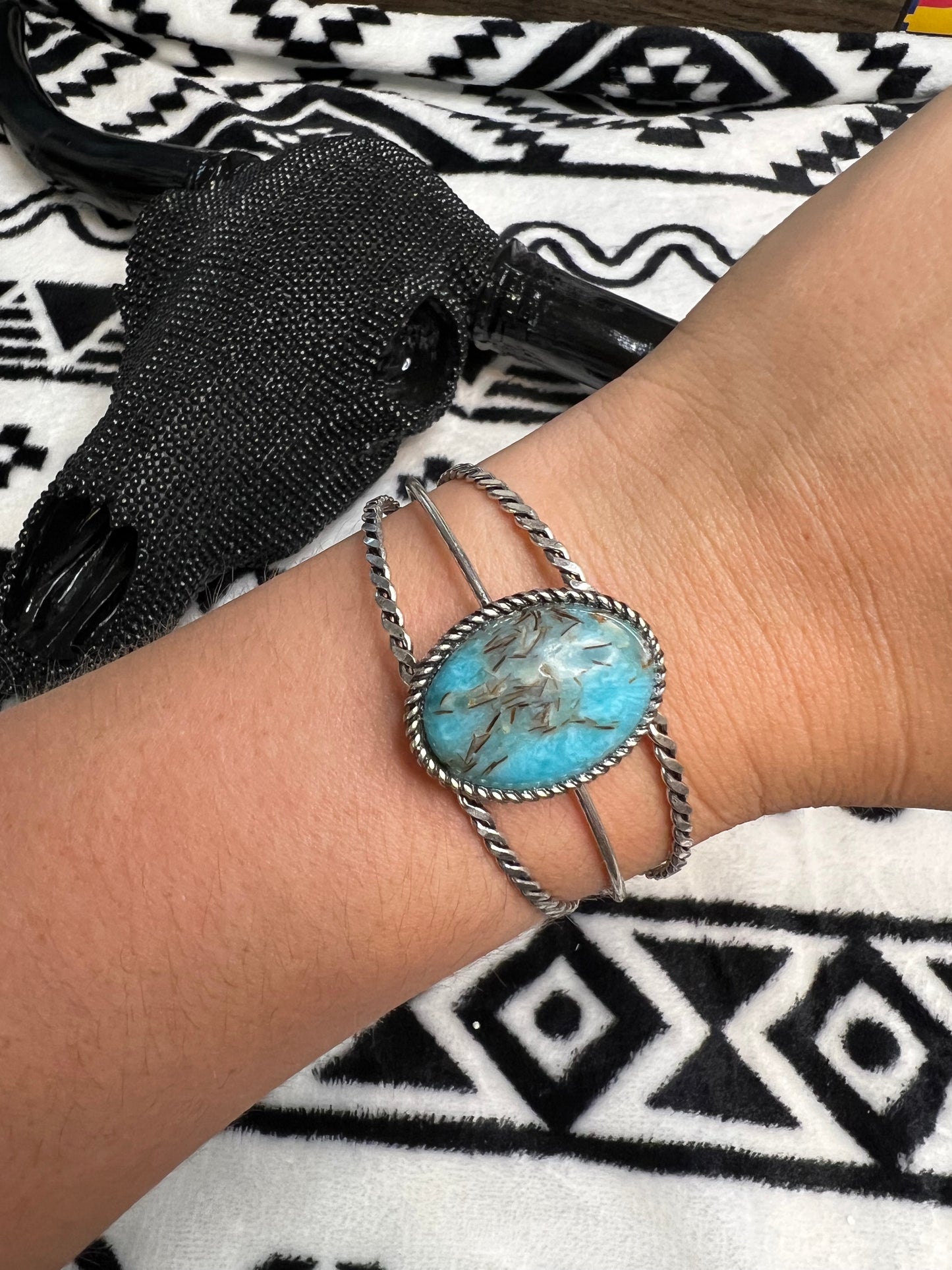 Oval Turquoise Cuff Bracelet