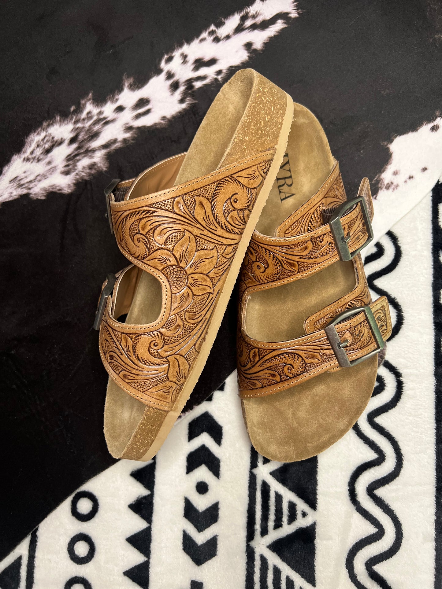 Myra Footo Western Hand-Tooled Sandals