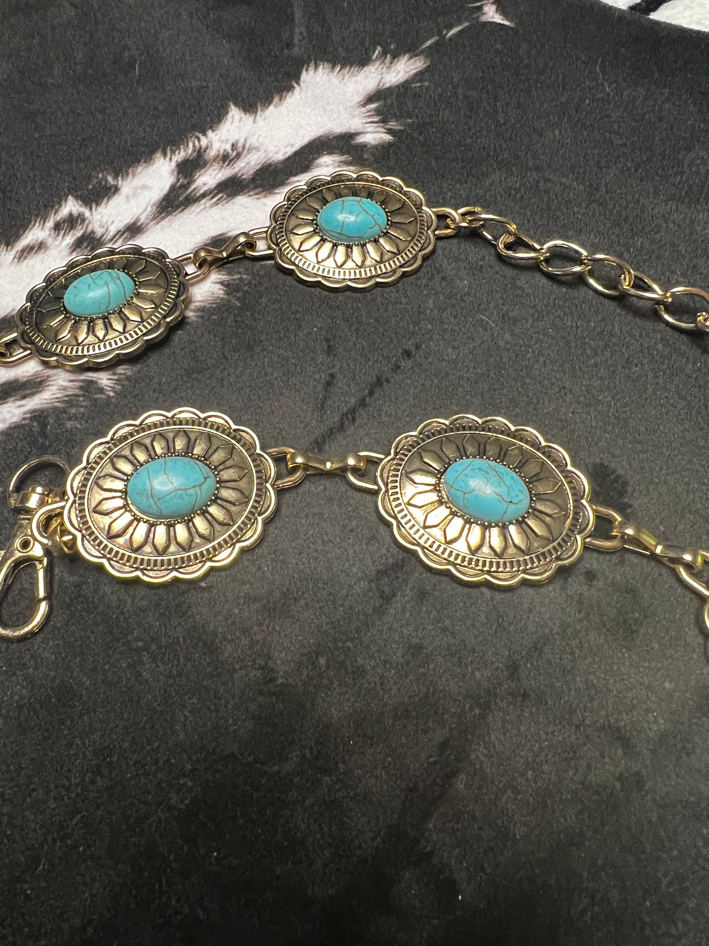 Gold Oval Concho Belt