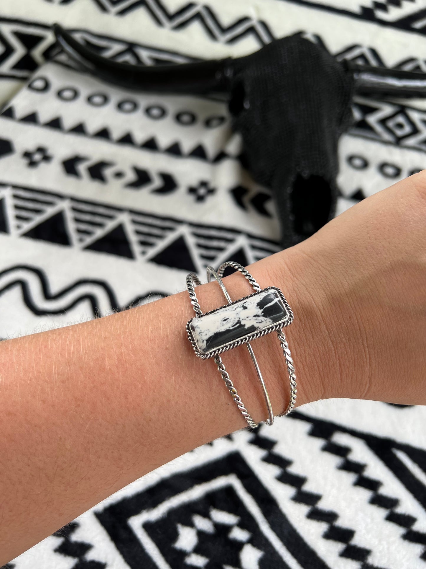 Black and White Cuff Bracelet