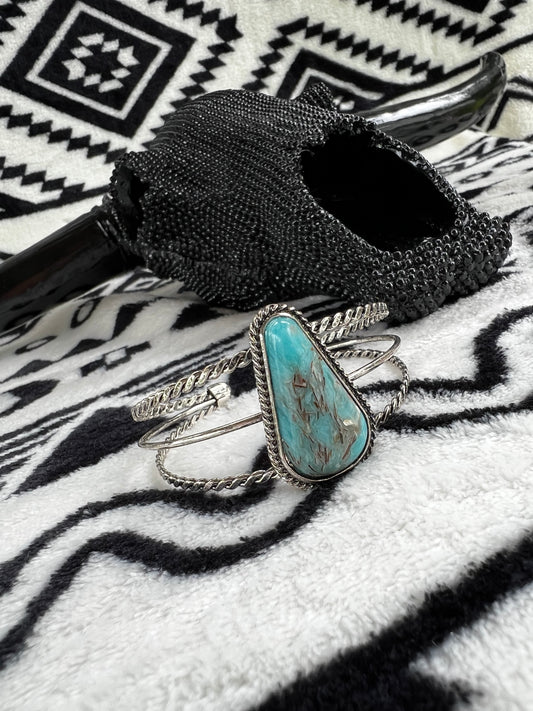 Turquoise Pear stone Cuff Bracelet