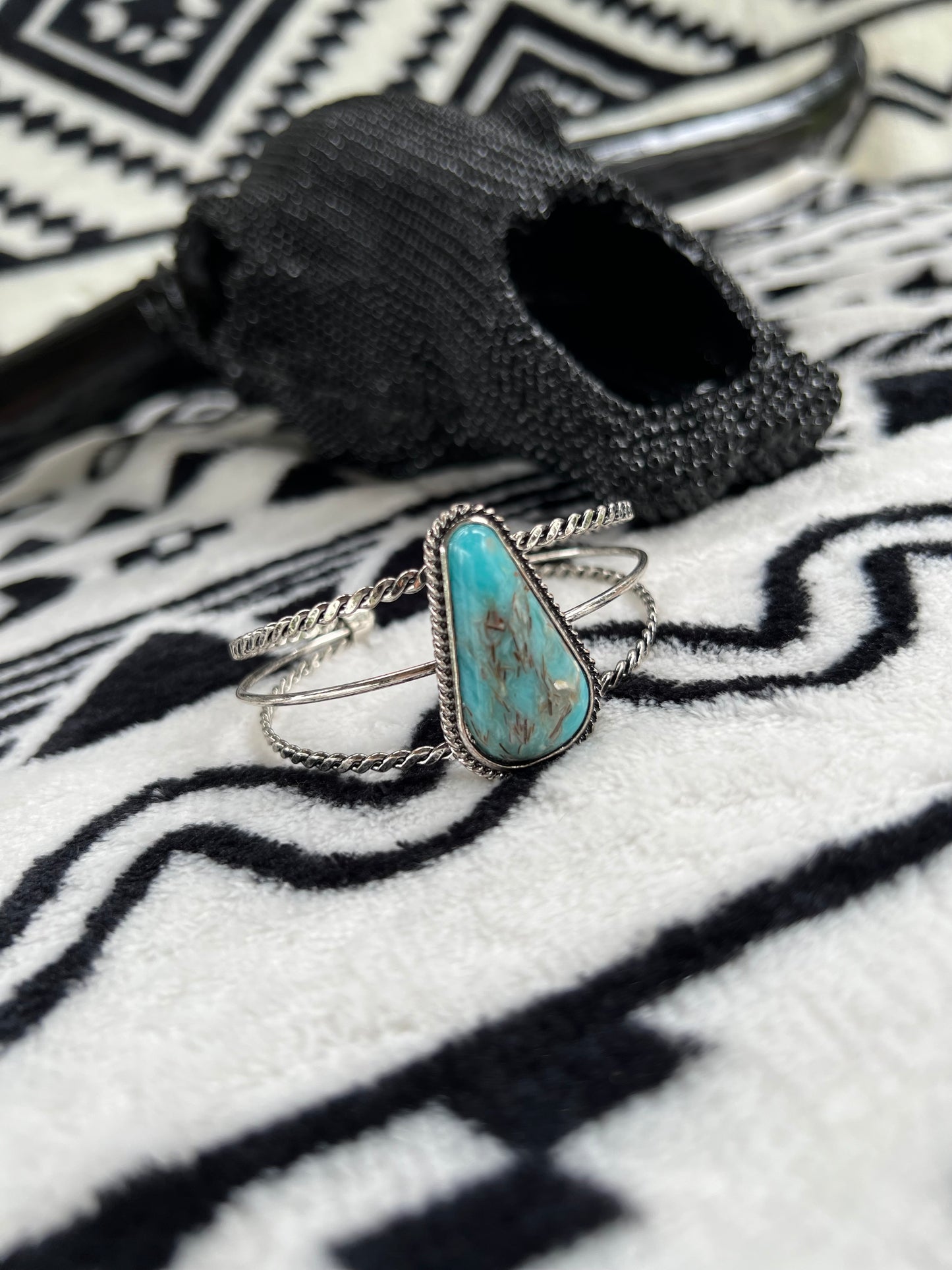 Turquoise Pear stone Cuff Bracelet