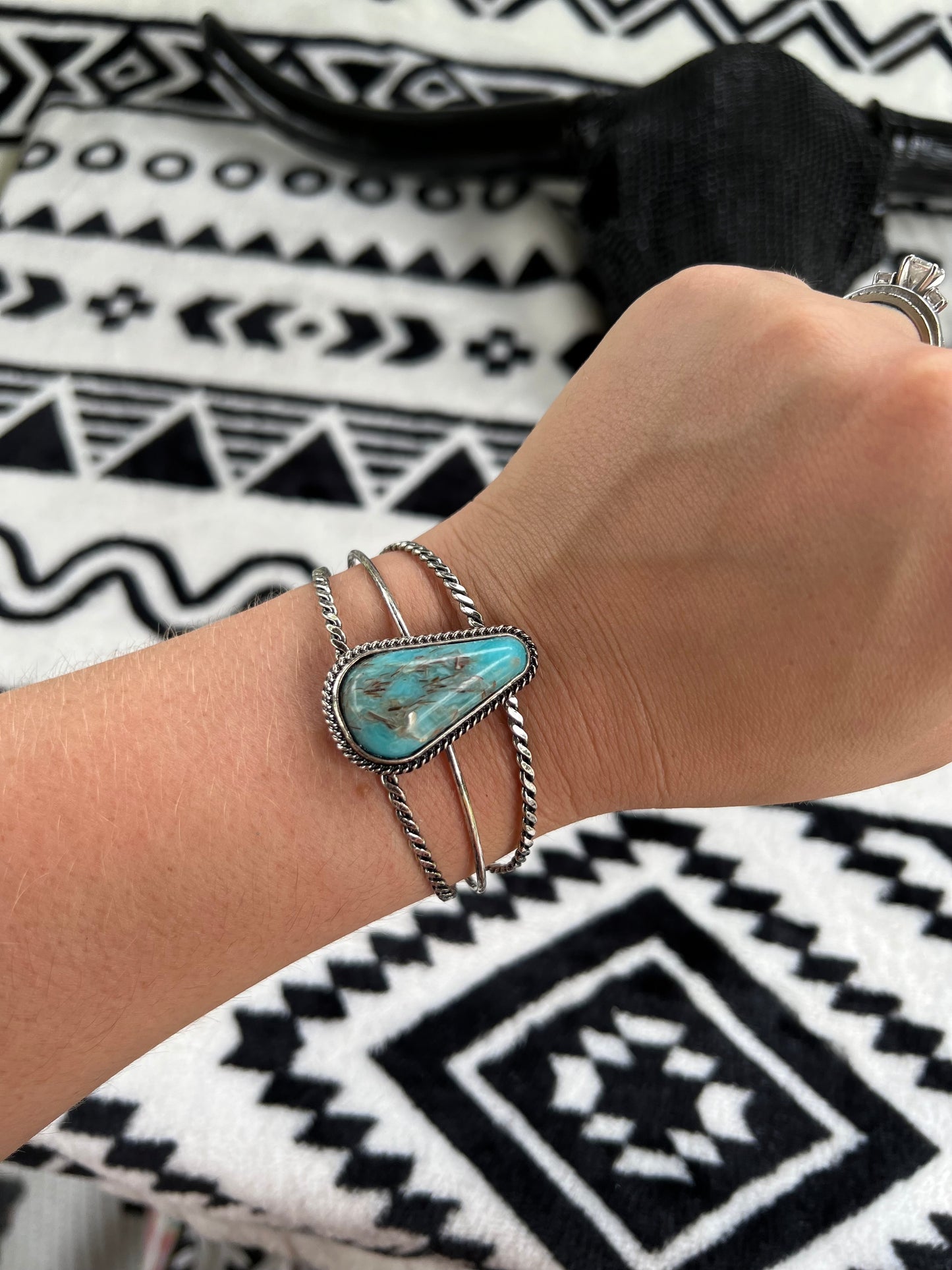 Turquoise Pear stone Cuff Bracelet