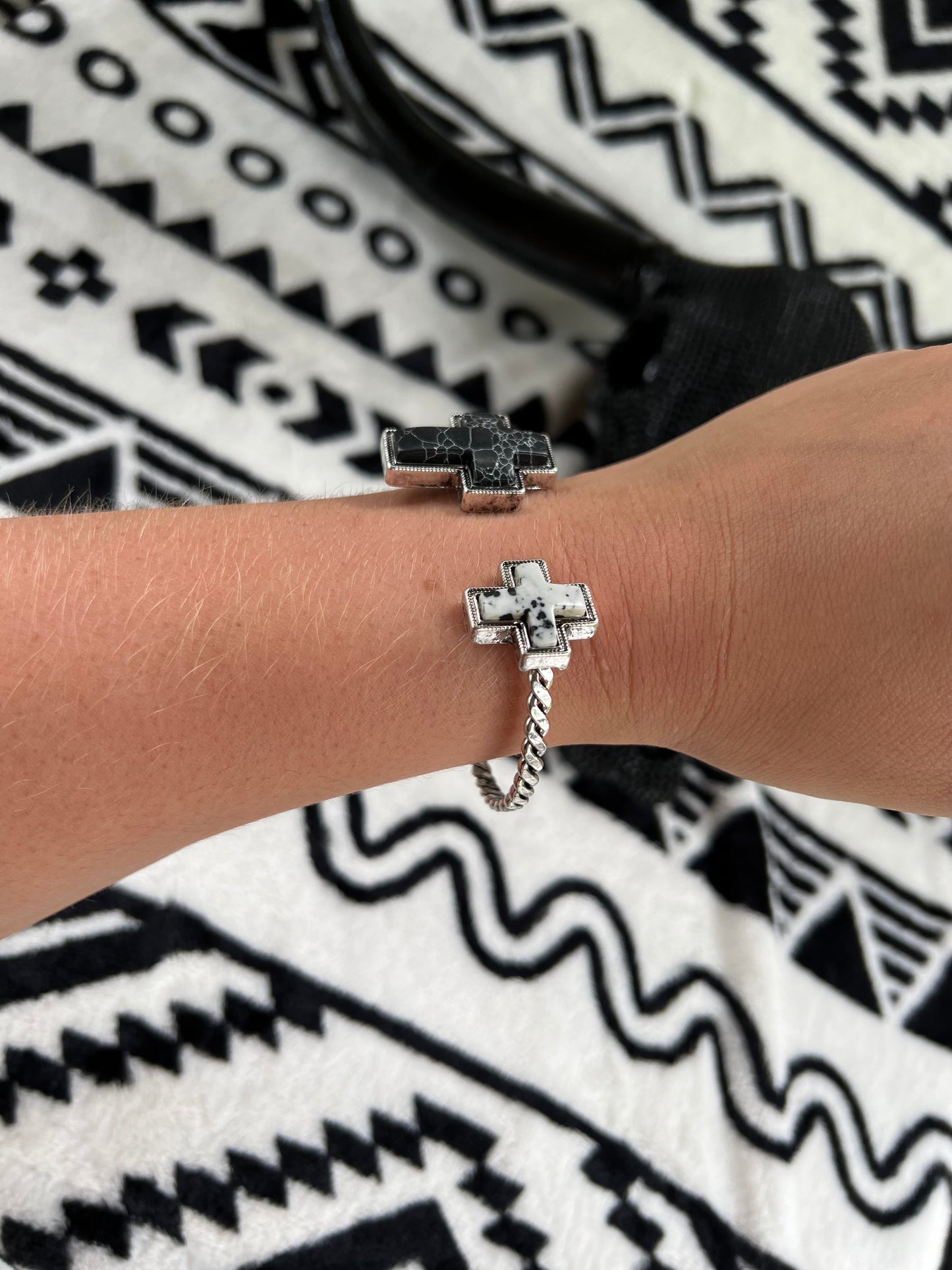 Double Cross Cuff Bracelet