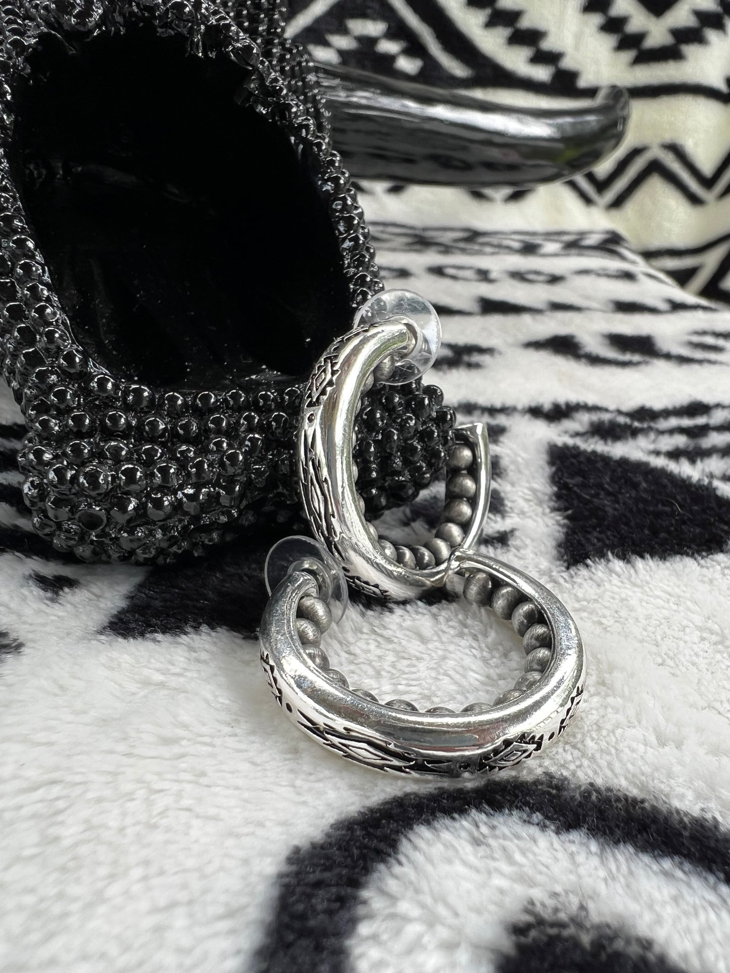 Silver and Pearl Hoop Earrings