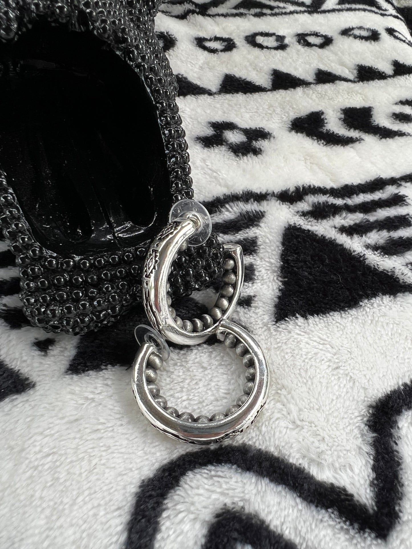 Silver and Pearl Hoop Earrings