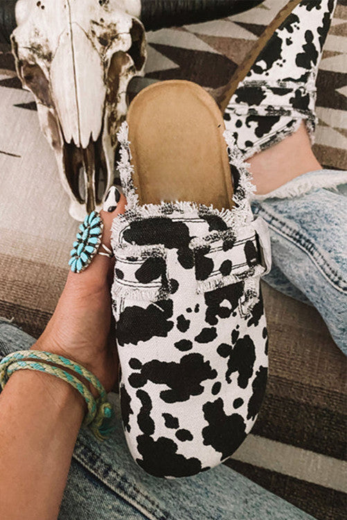 Cow Print Slip Ons