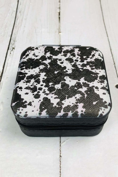 Cow Print Travel Jewelry Case