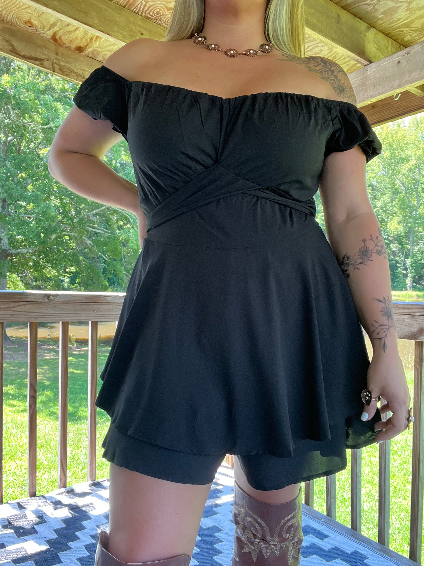 Black Ruffle Romper