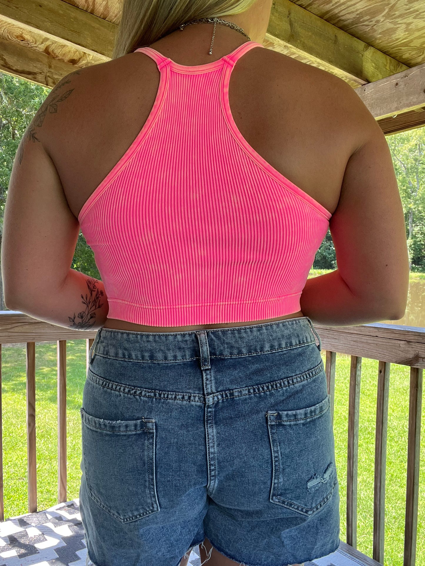 Hot Pink Ribbed Tank