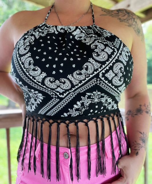 Paisley Halter Tie Top