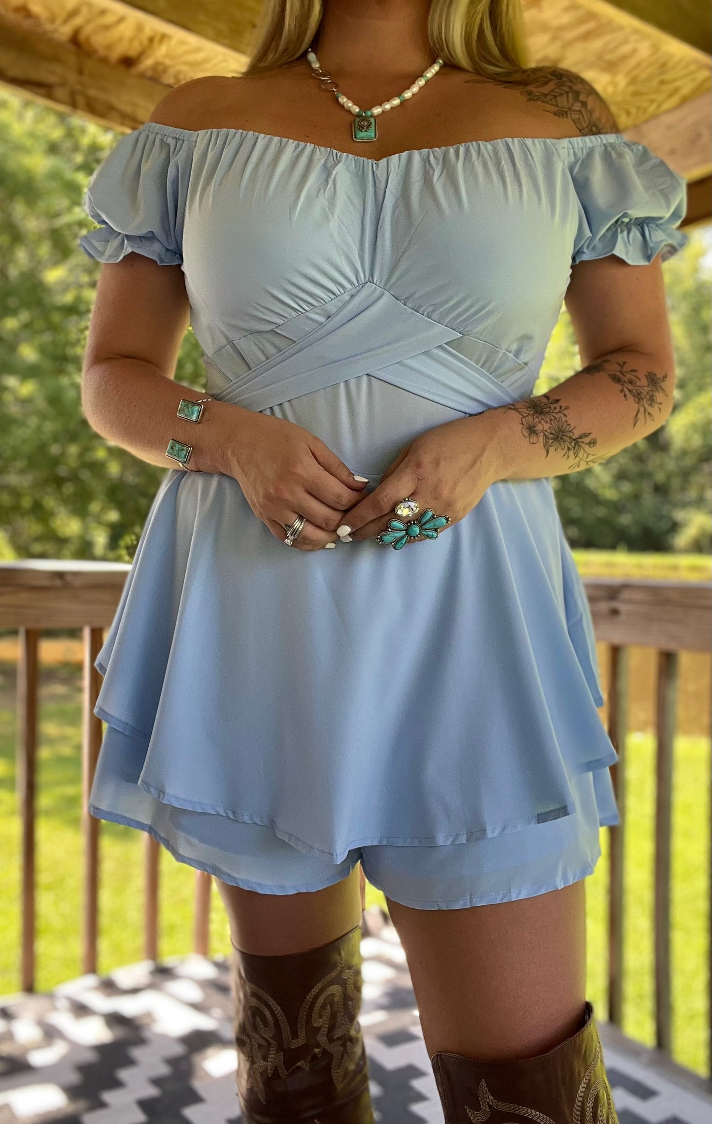 Blue Ruffle Romper