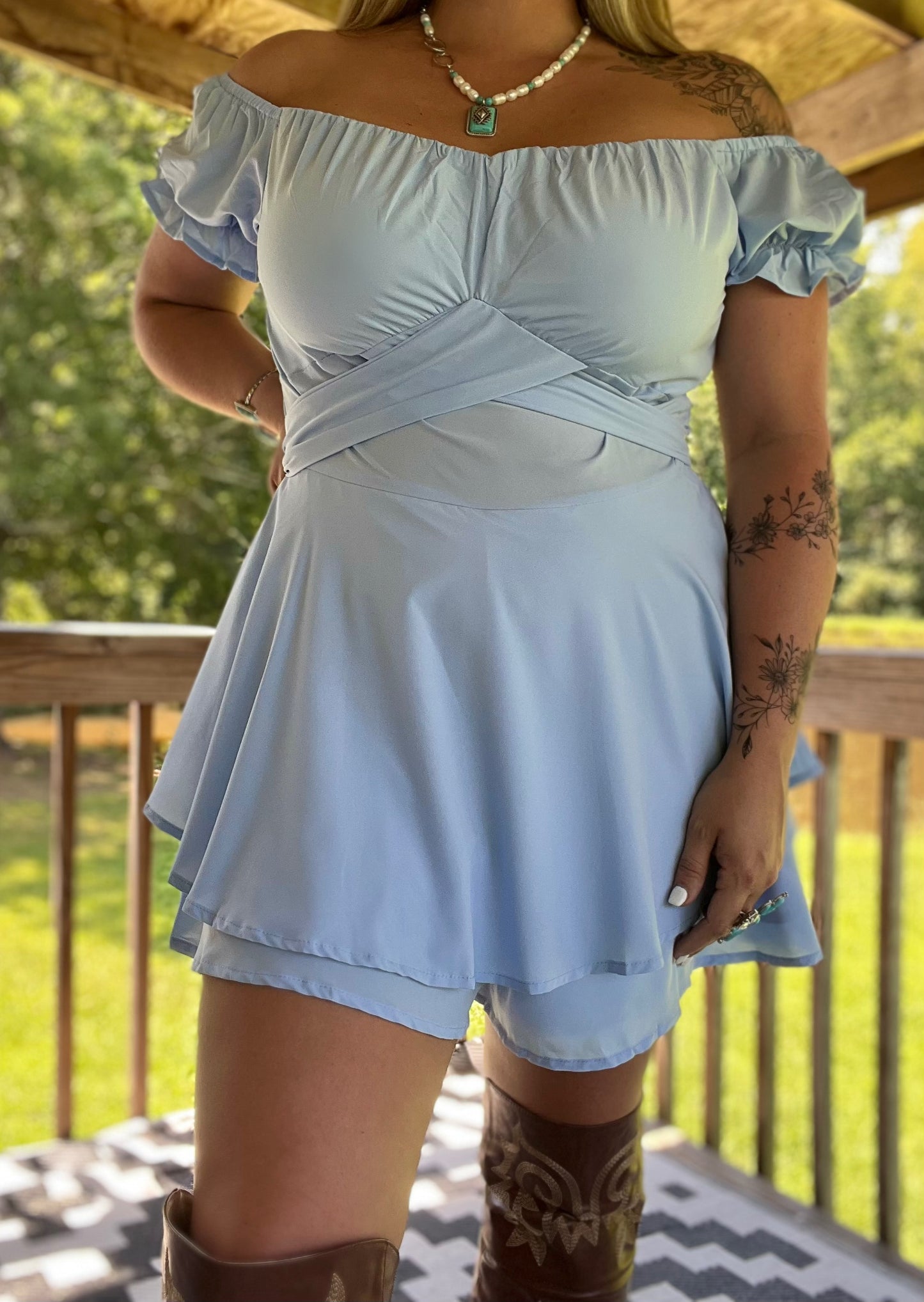 Blue Ruffle Romper