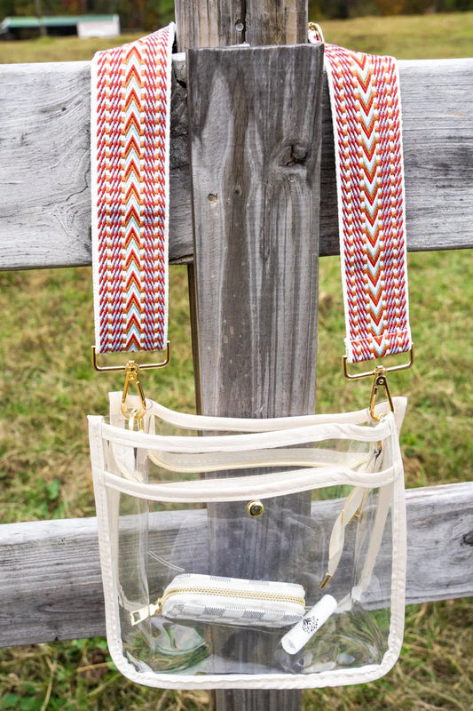 White Trim Clear Crossbody Purse