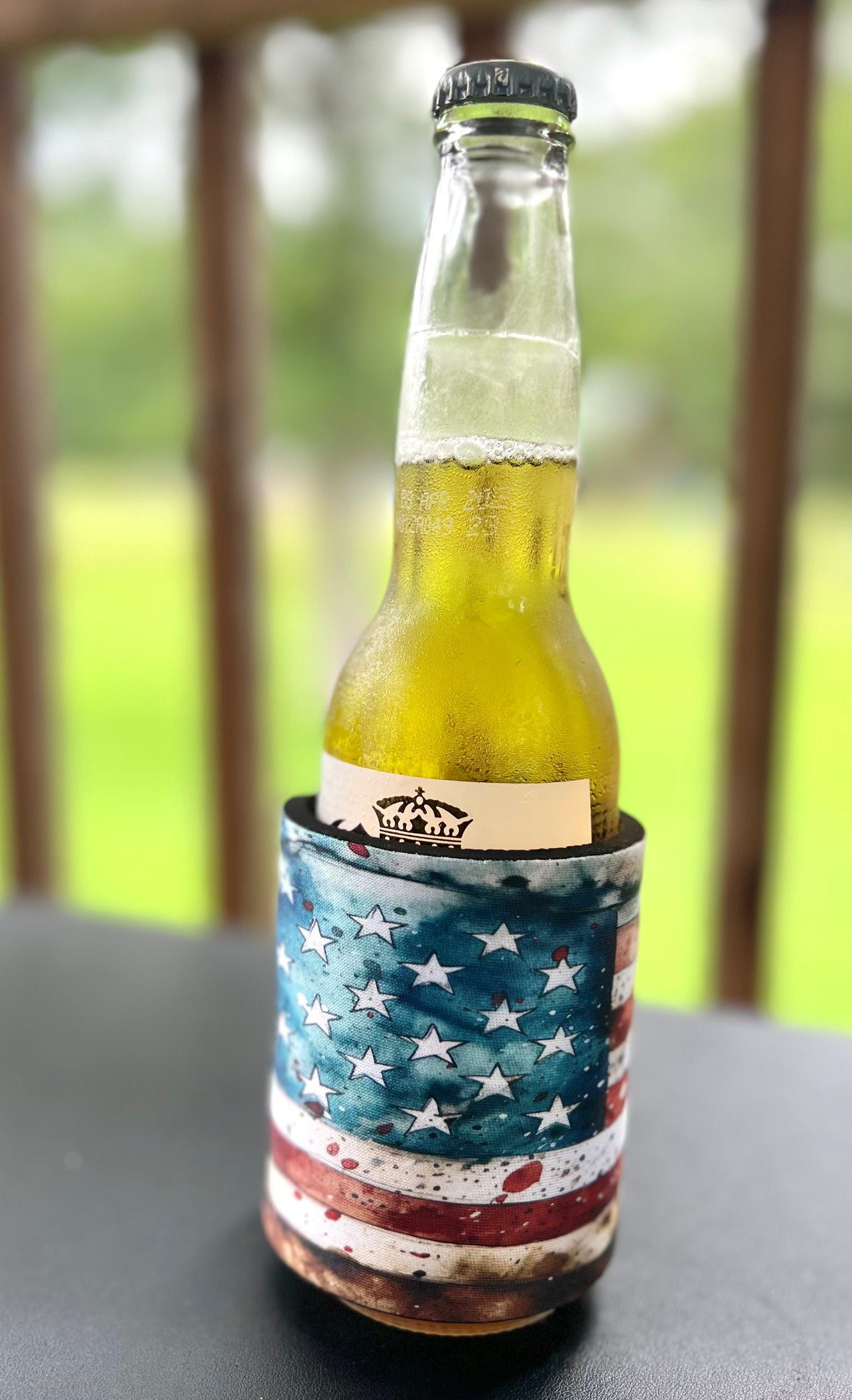 Distressed American Flag Slap Wrap Can Cooler